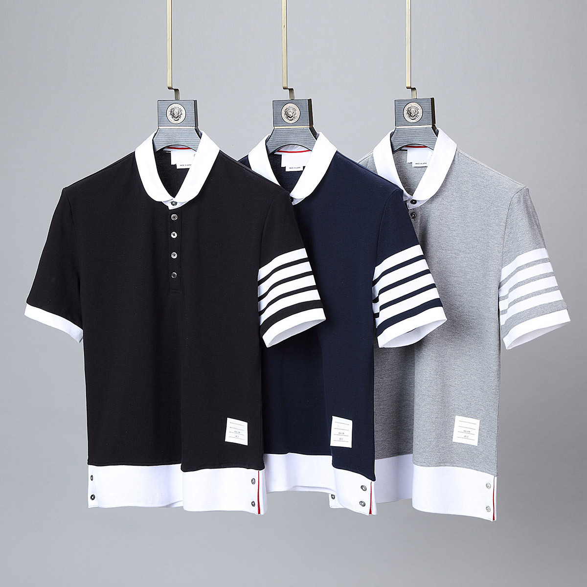 TB Men's T-Shirts Summer New Cotton Lapel Yarn Yarn Short Sleeve Sports Loose Women's Casual Pullover Couple Polo Shirt #S-XXXL