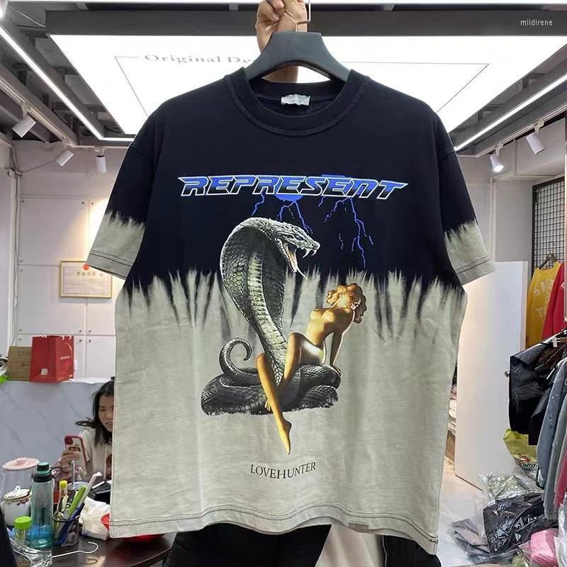 

Men's T-Shirts Beauty And Snake Print Tie-dye Process Round Collar Men Short-sleeved T-shirt LooseMen's Mild22, Picture color