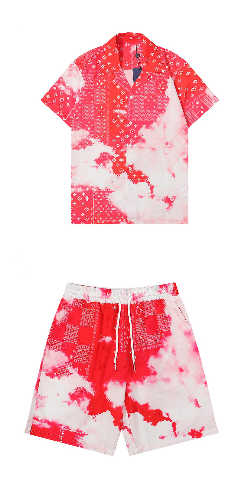 Nouveaux designers d'été pour hommes de piste de bowling shirts planter shorts de plage 2 pièces sets hommes chemises hawaïes décontractées