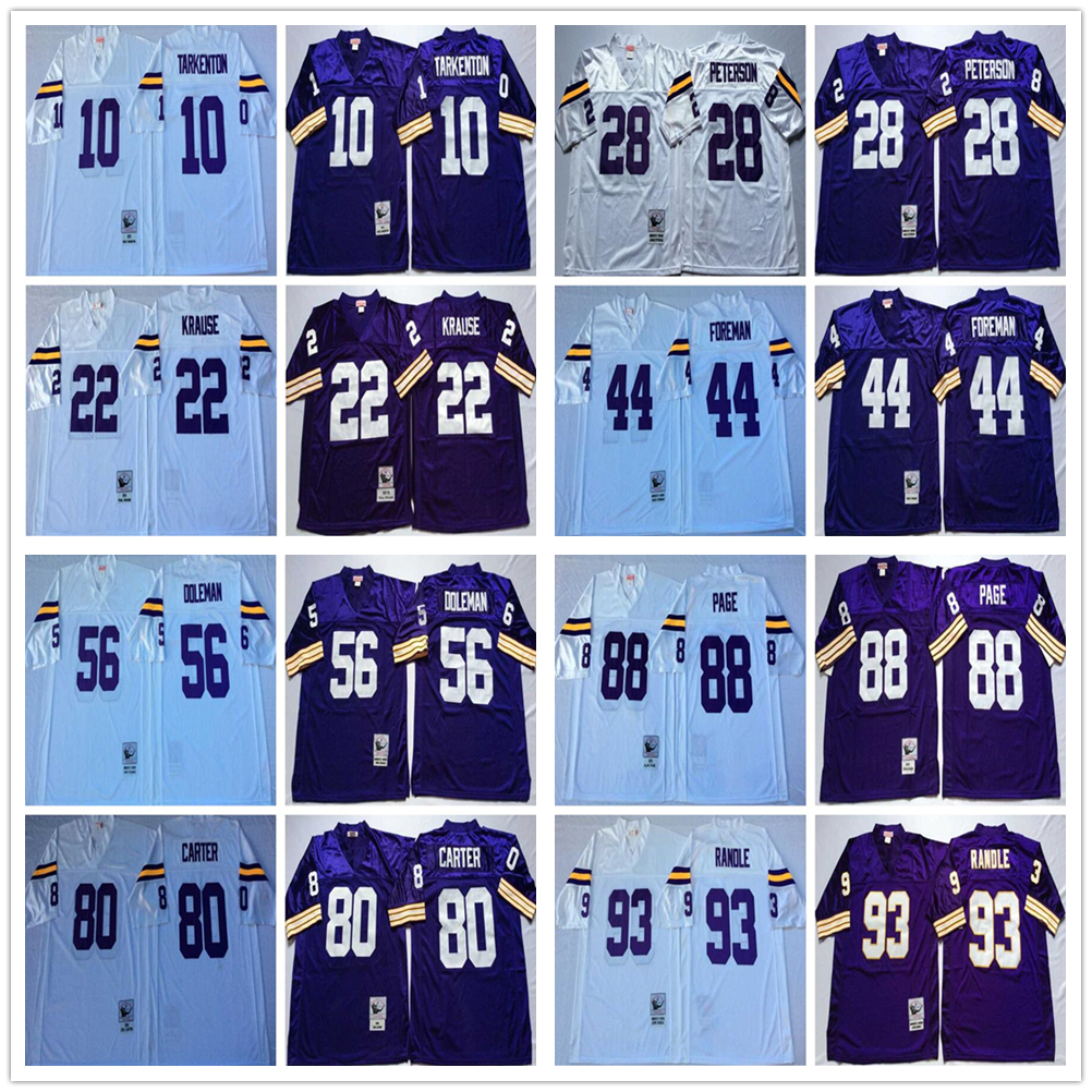 

NCAA 75th Vintage Football 10 Fran Tarkenton Jerseys 93 John Randle 22 Paul Krause 28 Adrian Peterson 44 Chuck Foreman 56 Chris Doleman 80 Cris Carter 88 Alan Page, Same as picture