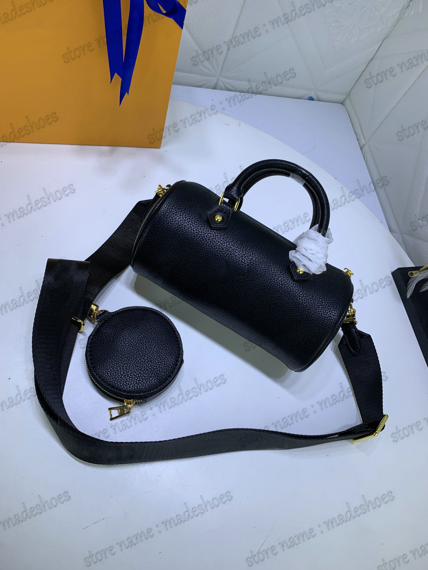 

PAPILLON BB M45980 Bicolor 2 pc Shoulder Bag Luxurys Designer Oversized Embossed Leather Cross Body Handle Bag With Removable round coin purse For Women