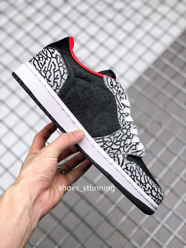 Chaussures de qualité supérieure Jumpman 1 Low Black Grey Versity Red Travis Scotts LOW-top culture casual sports basketball shoe Baskets en cuir
