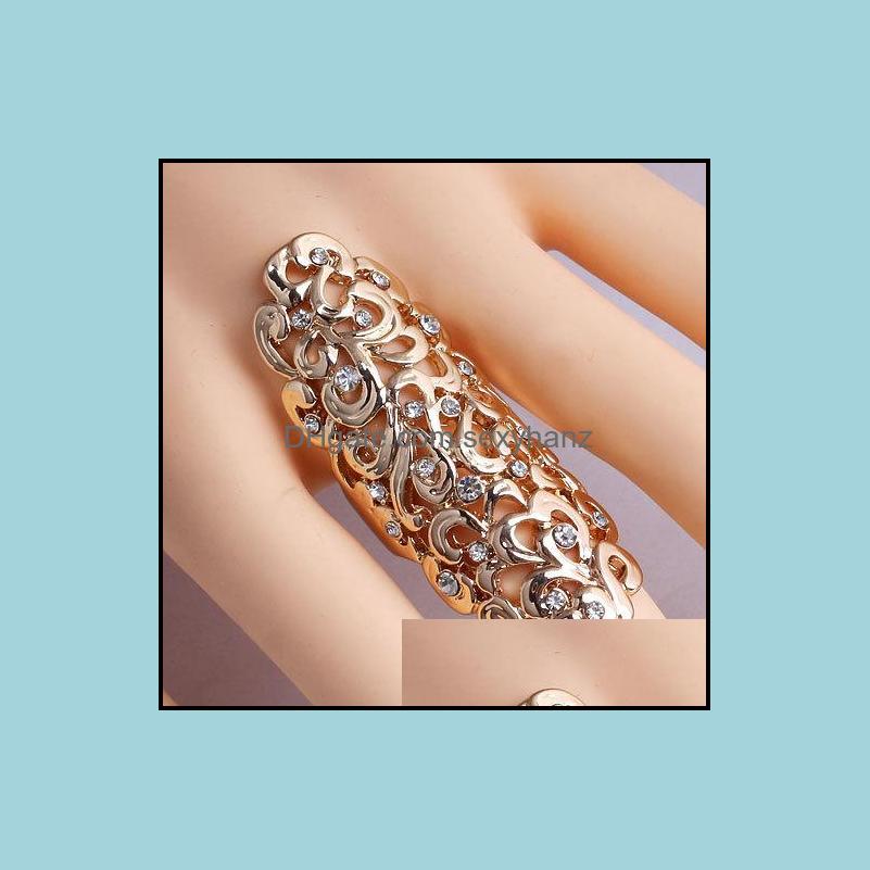

Band Rings Jewelry New Exquisite Cute Retro Cz Diamond Hollow Carved Gold/Sier Ring Finger Nail - 0032Wr Drop Delivery 2021 Abfq9