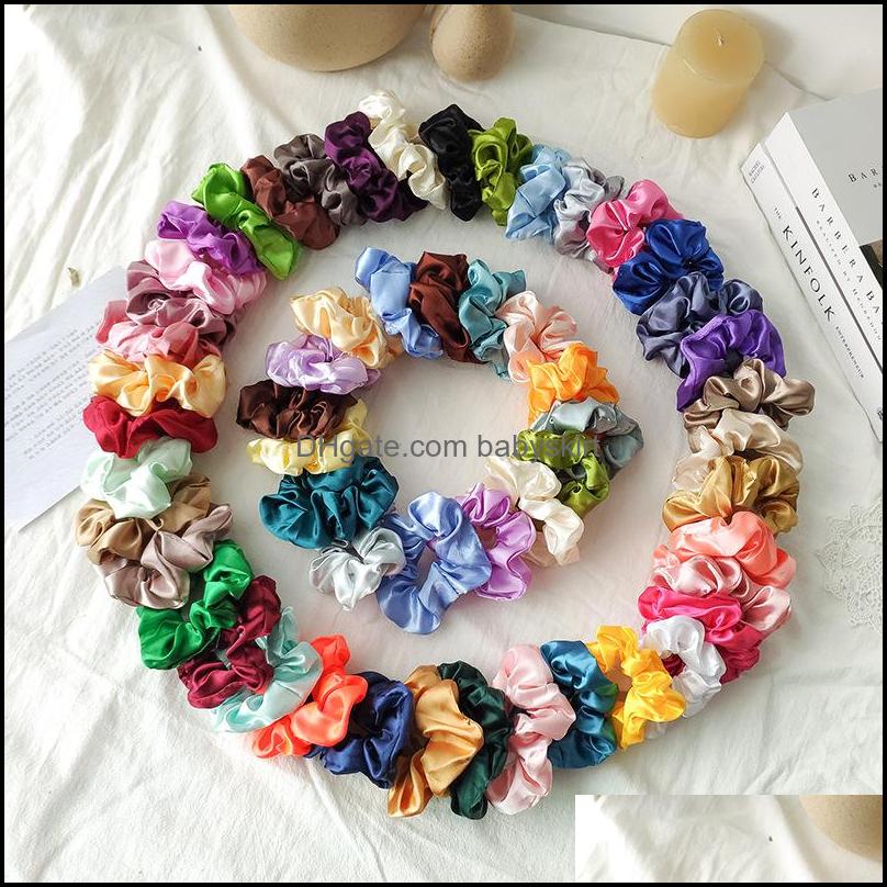 

Hair Accessories Tools Products Satin Silk Scrunchies Women Elastic Rubber Bands Girls Solid Ponytail Holder Hairties Rope Drop Delivery 2