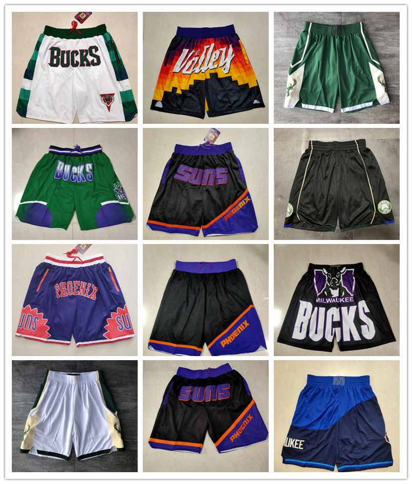 

Phoenix''Suns''men Milwaukee''Bucks''men Throwback Basketball Shorts pocket, Color