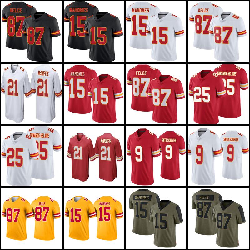 

15 Patrick Mahomes 9 JuJu Smith-Schuster Jersey Men women youth 87 Travis Kelce Football Jerseys 21 Trent McDuffie Nick Bolton, Men jersey