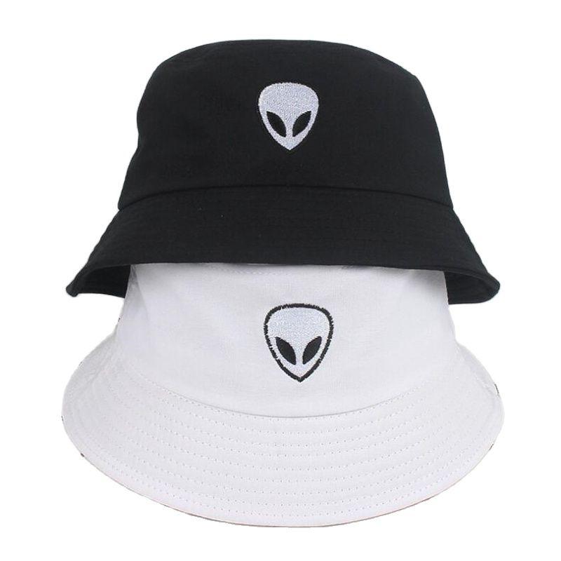 

Caps & Hats Summer Unisex Embroidery Alien Fisherman Cap For Men Women Outdoor Lightweight Breathable Sun Protection Panama Bucket Hat F5Cap, White