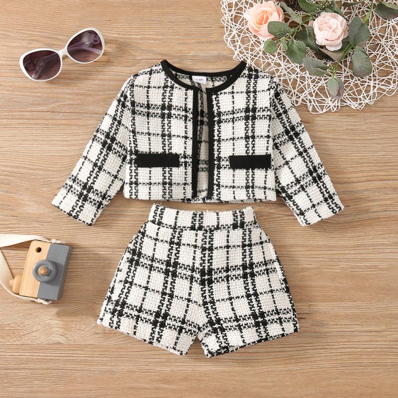 

Clothing Sets Girls Classic Plaid Set Cardigan Jackets Pants Baby Girl Kids Elegant Children Spring Autumn Clothes OutfitsClothing, White