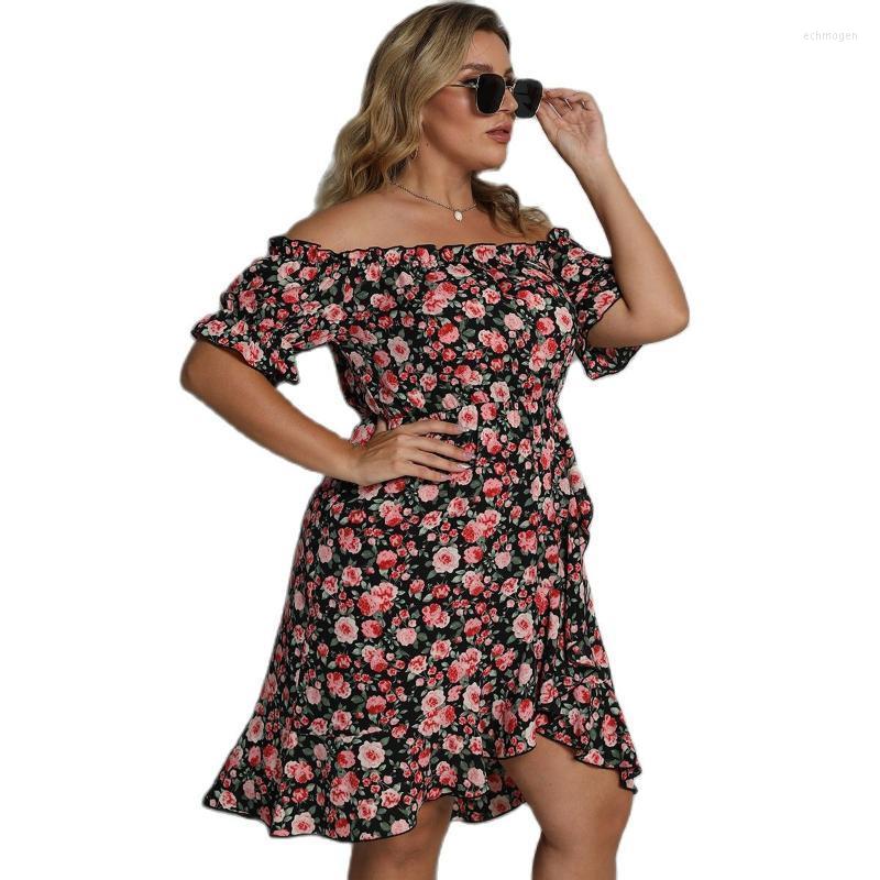 

Plus Size Dresses Women Print Dress Short Sleeve Boho Clothes Streetwear High Waist Mini 2022 Summer Vestido Echm22, Hy86061668