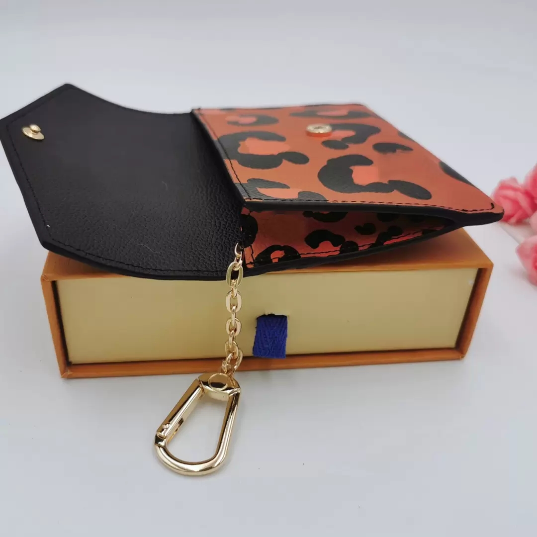 

Key Pouch Wallet Fashion Embossed Animal Print Womens Mens Keychains Credit Card Holder Coin Purse Leather Handbags Luxury Designers Mini Wallets Bag, Brown