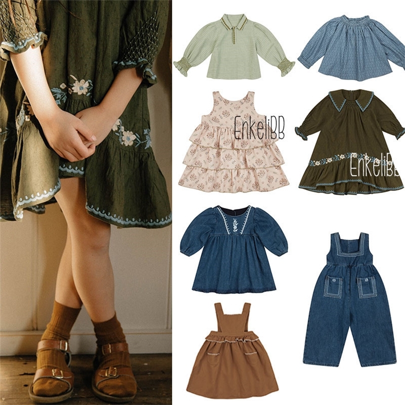 

EnkeliBB APO Girl Vintage Long Sleeve Dress Super Beautiful Kid Spring Summer Clothes Floral Pattern Tutu Dresses Brand 210329, As shown