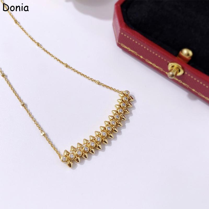 

Pendant Necklaces Donia Jewelry Fashion Conical Necklace Copper Micro-inlaid Zircon Square Rivet Personalized Hundred Matching OrnamentsPend