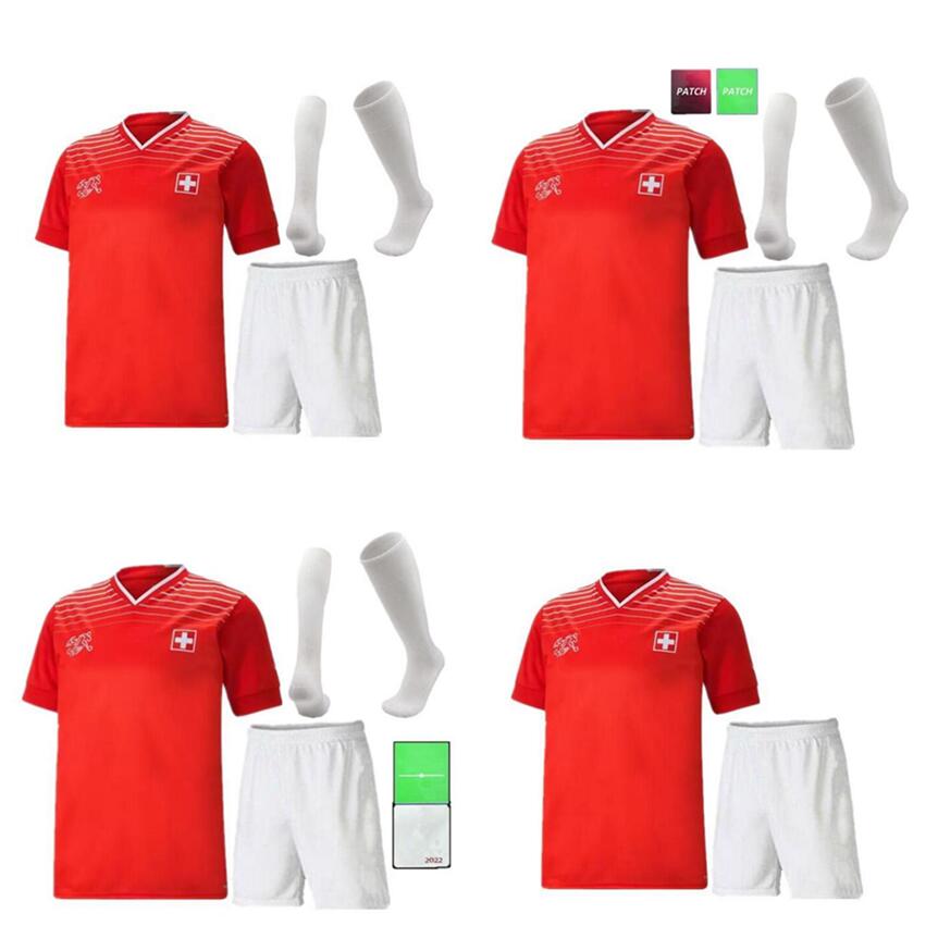 2022 2023 Suisse Soccer Jerseys Red 21 22 23 Suisse Shaqiri Akanji Freuler Seferovic Inler Embolo Away Camisetas de Futbol Men Kids Kit Kit Footb