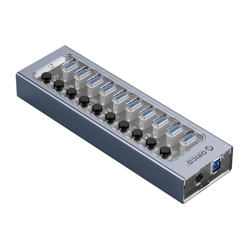 

Hubs AT2U3 Powered USB 3.0 HUB With QC Fast Charger 7/10 Ports Independent Switches Splitter Expander Adapter For MacbookUSB