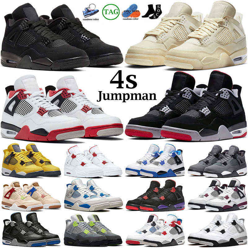 

men women basketball shoes 4 4s Red Thunder Sail Black Cat Infrared University Blue White Oreo Motorsports Pure Money mens trainers sports