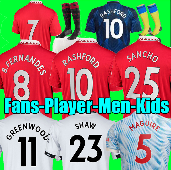 

21 22 23 SANCHO soccer jerseys PLAYER #7 Fans Player version BRUNO WOMEN MANS UTDS FERNANDES LINGARD SHEW RASHFORD GREENWOOD football top shirt 2022 2023 kids kit set, 2023 away kids