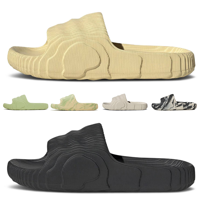 

adilette 22 slippers men women designer sandals Desert Sand Black Grey Magic Lime mens slides shoes outdoor beach rubber pantoufle flip flops Scuffs sandales
