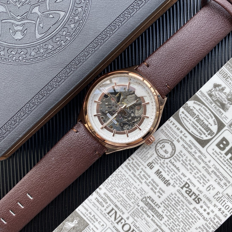 

2022 New luxury mens watches Three stitches diameter automatic Mechanical watch high quality European Top brand Wristwatch leather strap Hollow-out style