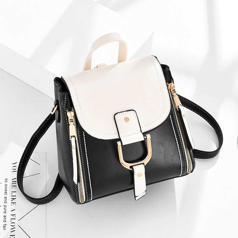 

Multifunction Small Women's Fashion Shoulder Bags Student Casual Panelled Small Flap PU Leather Diagonal Package, Black