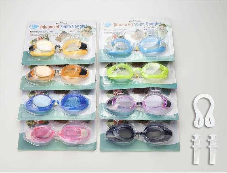 

New Anti-fog Swimming Goggles with Nose Clip Earplugs Glasses for Adults and Children General Flat Swim Goggles YY28