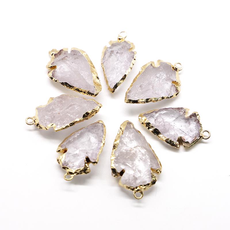 

Pendant Necklaces Men Women Natural Raw Ore Gems Clear Quartz Reiki Crystal Stone Pendants Charms Necklace Arrow Head Healing 6pcs Wholesale