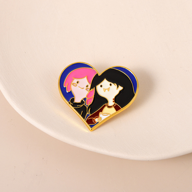 

Princess Bubblegum Enamel Pins Custom Cartoon Girl Brooches Heart Shape Lapel Badges Bonnibel Jewelry Gift for Fans Friends, Mixed colors