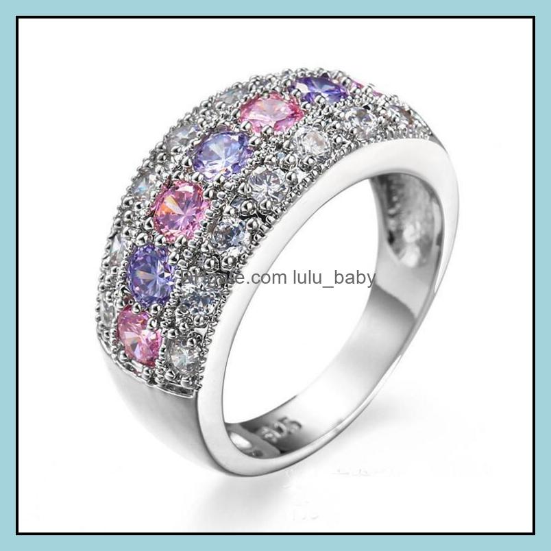 

Three Stone Rings Jewelry Sier Ring For Girl Crystal Finger Women Party Fashion Wholesale 0450Wh Drop Delivery 2021 N7Jvk