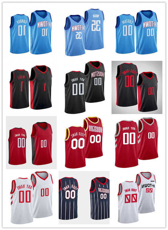 

75th Custom Mens Womens Youth Houston''Rockets''1 John Wall 35 Christian Wood 8 Jae'Sean Tate 10 Eric Gordon Basketball Jerseys, Color
