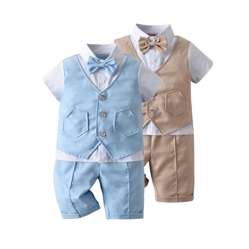 

Clothing Sets Toddler Boys Set Summer Children Formal Shirt Tops Pants 2PCS Suit Boutique Kids ClothingClothing, Blue