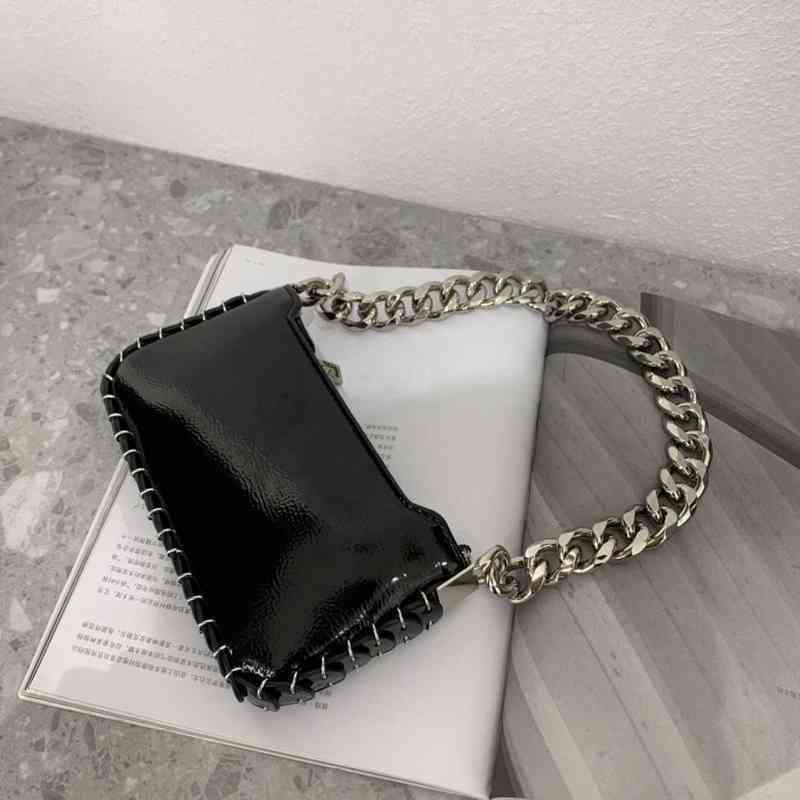 

Evening Bags Thick chain underarm bag design small square Single Shoulder Messenger Bag mobile phone woven 220211, Black