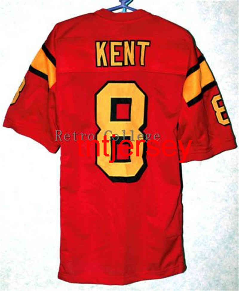 Mit Cheap Custom CLARK KENT #8 RED black Jerseys Stitched Embroidery Customize any number size and player name Football Jersey XS-5XL