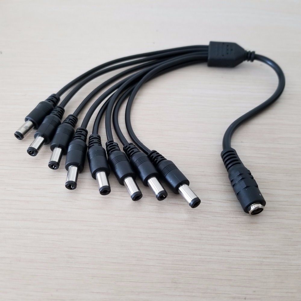 5.5mm x 2.1mm DC Adapter 1 to 8 Female to Male Splitter Power Extension Cable 12V 40cm for CCTV Camera Accessories-image-764392794