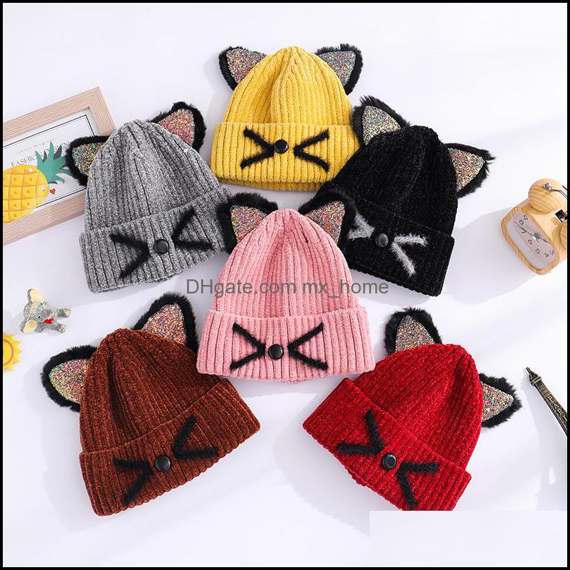 

Caps Hats New Autumn Winter Kid Baby Girls Boys Knit Hat Cartoon Cat Ears Kids Knitted Beanies Skl Children Warm Mxhome Dhzpk, Grey