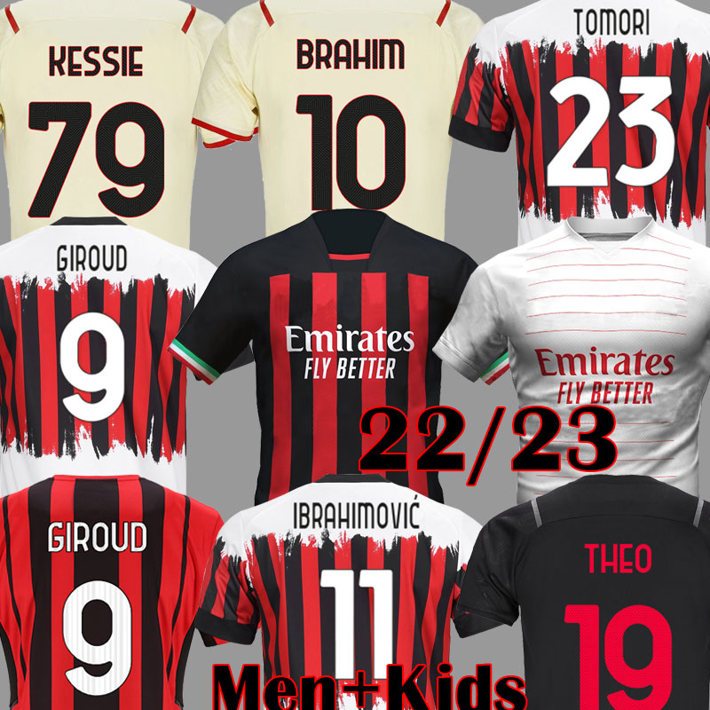 

21 22 23 AC Fans Soccer Jersey 4TH IBRAHIMOVIC GIROUD KESSIE TONALI ROMAGNOLI MILAN jersey 2021 2022 2023 CALHANOGLU REBIC MILANs football shirt men kids kits, 22 23 home