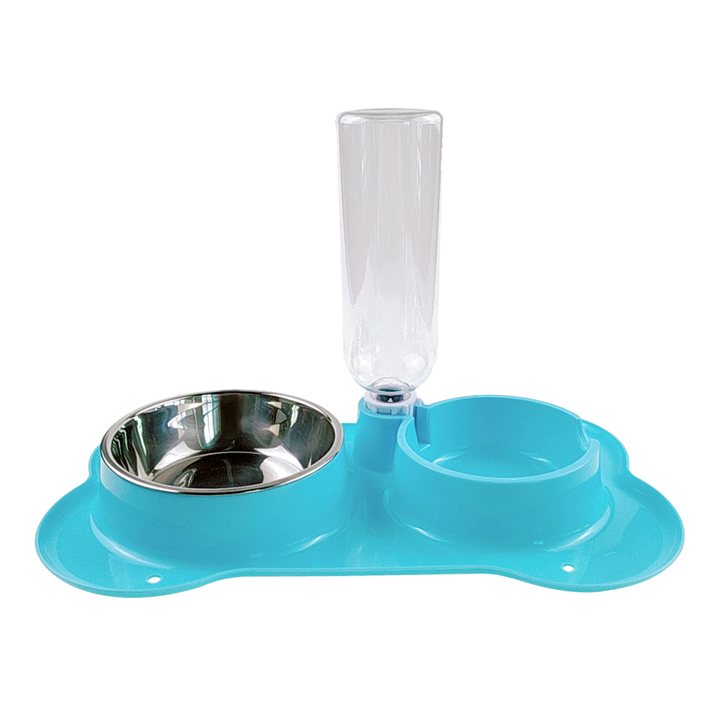 

3pcs Bone Shape Stainless Steel Dog Double Drinking Bowls Feeder