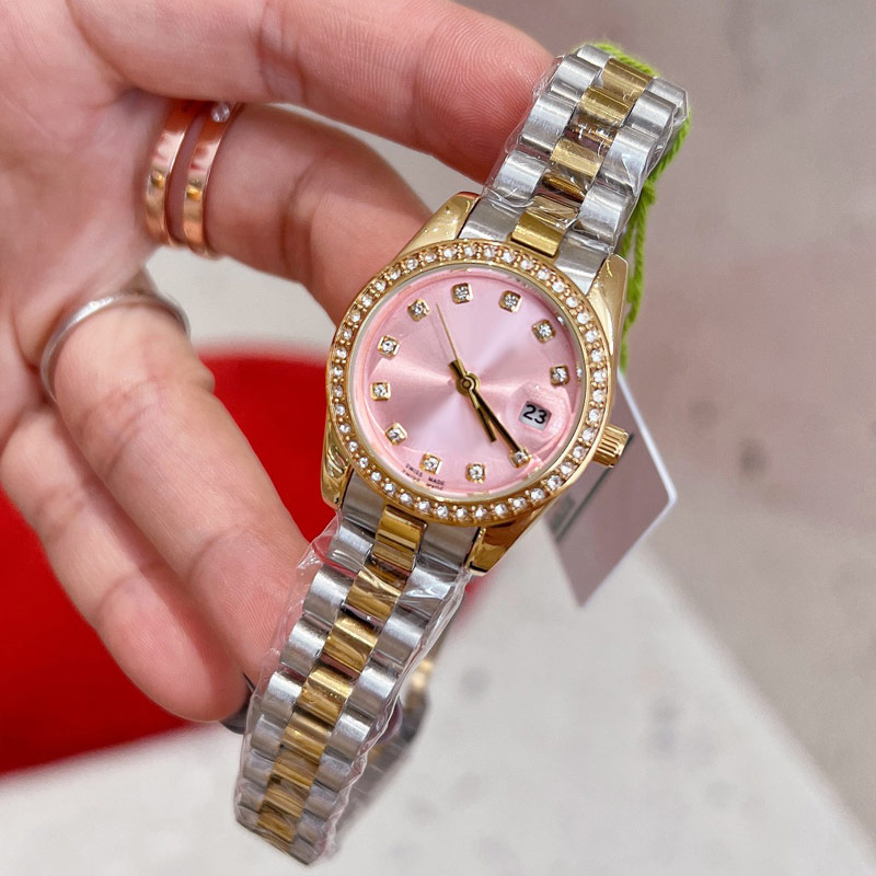 Luxury Gold Women Watch Top Brand 28mm Designer Wristwatches Diamond Lady watches For Womens Valentine's Christmas Mother's Day Gift Stainless Steel band Clock 