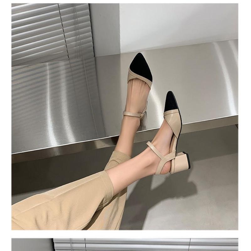 

Sandals Women's Middle Heel 2022 Summer Fashion All-match Thick Color Matching Single Shoes 31-44 YardsSandals, Black