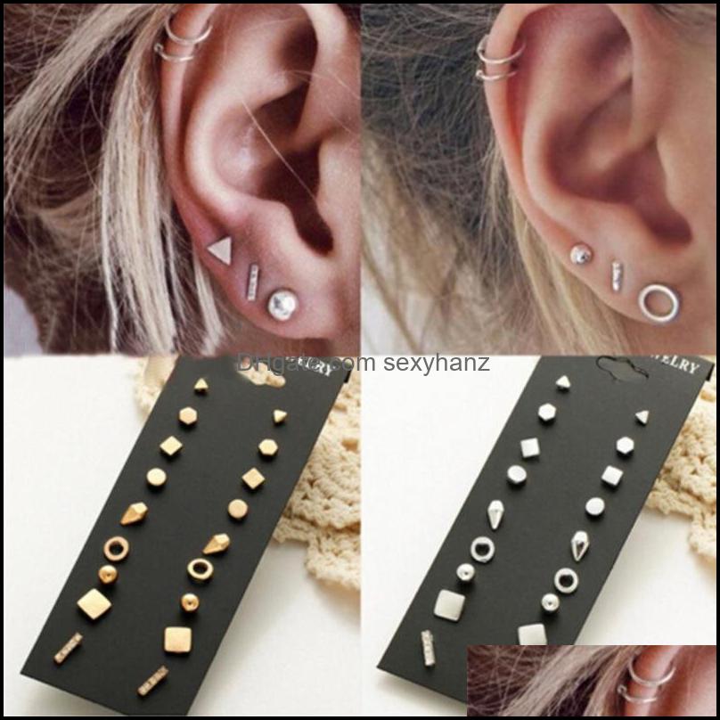 Stud Earrings Jewelry Minimalist Mixed Small Earring Set Simple Geometric For Women Girls Tiny Ear Studs Pendientes Drop Dh9Xj