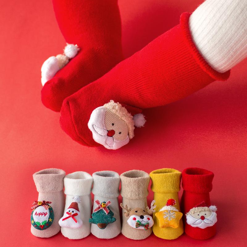 

Socks Christmas Baby Clothes For Boys And Girls Autumn Red Born Sock 0-3 Years Old Cartoon Infants Winter Snow Wear InsSocks, 15