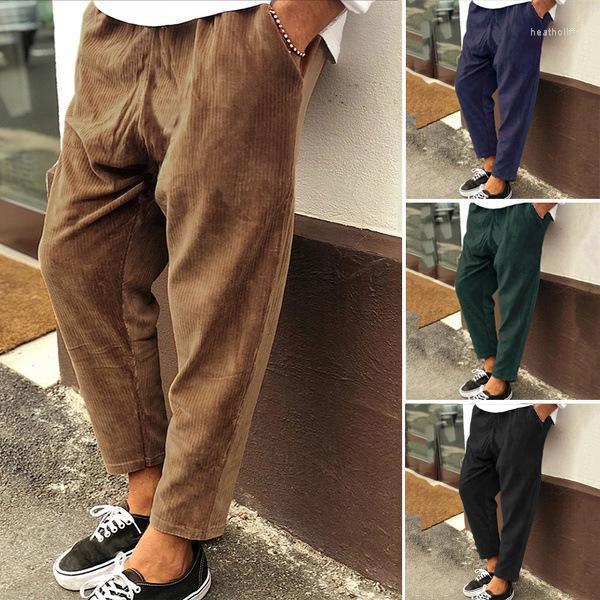 

Men' Pants Autumn And Winter Solid Color Large Size Cotton Blended Men' Corduroy Loose Casual Straight Nine-point -5XLMen' Heat22, Black