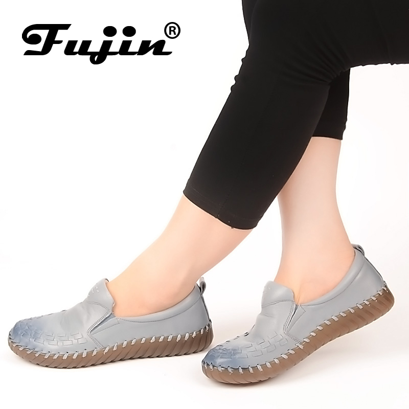 

2022 Genuine Leather Flat Shoes Lady Slip On Loafers Casual Shoes Female Fashion Sneaker comfortable handmade shoes Spring, Black