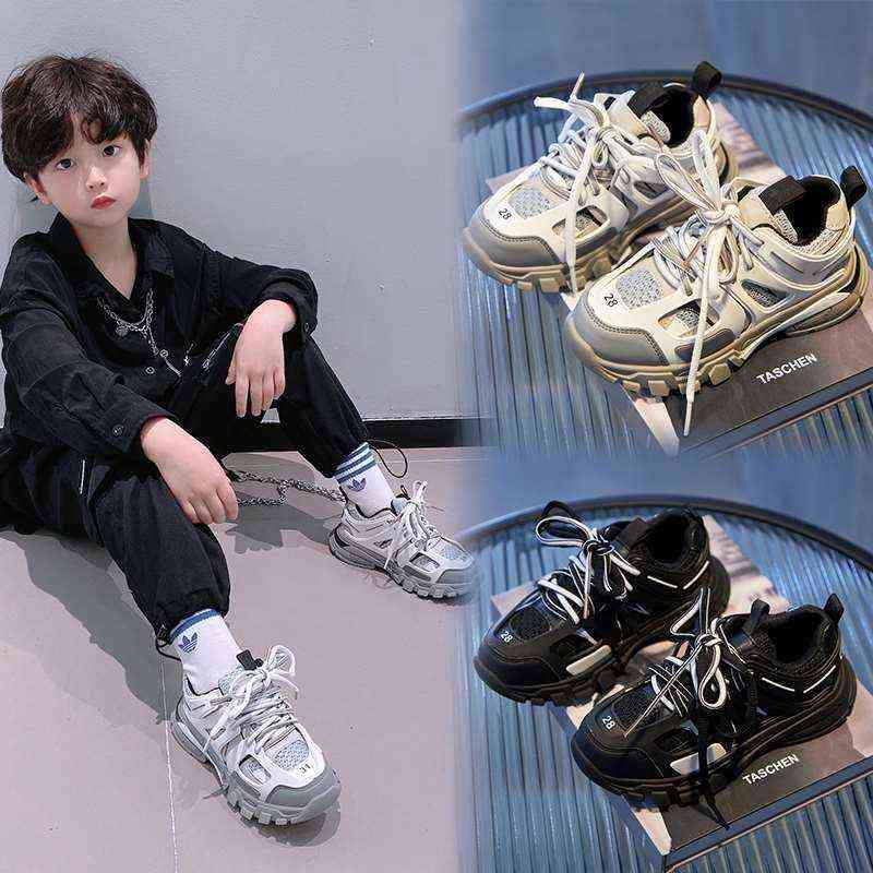 

Children's daddy shoes spring and summer mesh breathable fashion net red boys' sneakers girls' shoes trend, Black