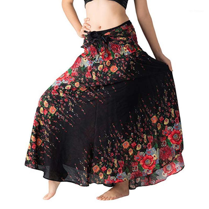 

Skirts Womens 2022 Korean Style Skirt Women Long Hippie Bohemian Gypsy Boho Flowers Elastic Waist Floral Halter Casual, Black