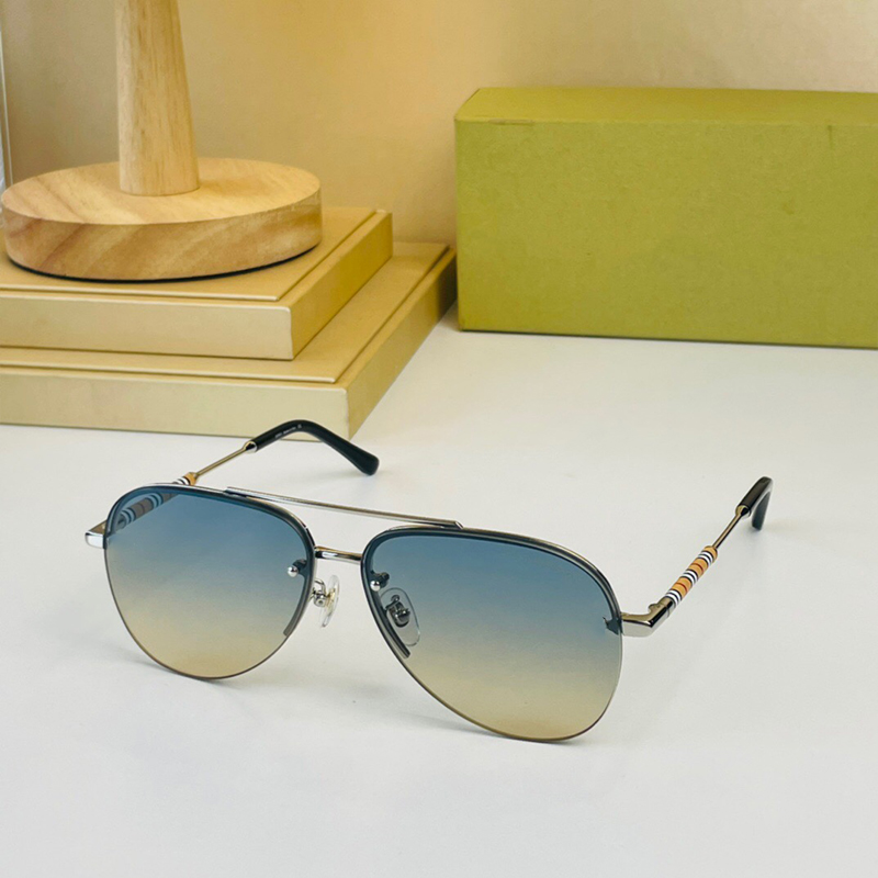 Modèle 5005 Temples rayés Lunettes de soleil Femmes Designer Double Faisceau Ovale Protection UV Bleu Miroir Lunettes Printemps Été Aviation Driv