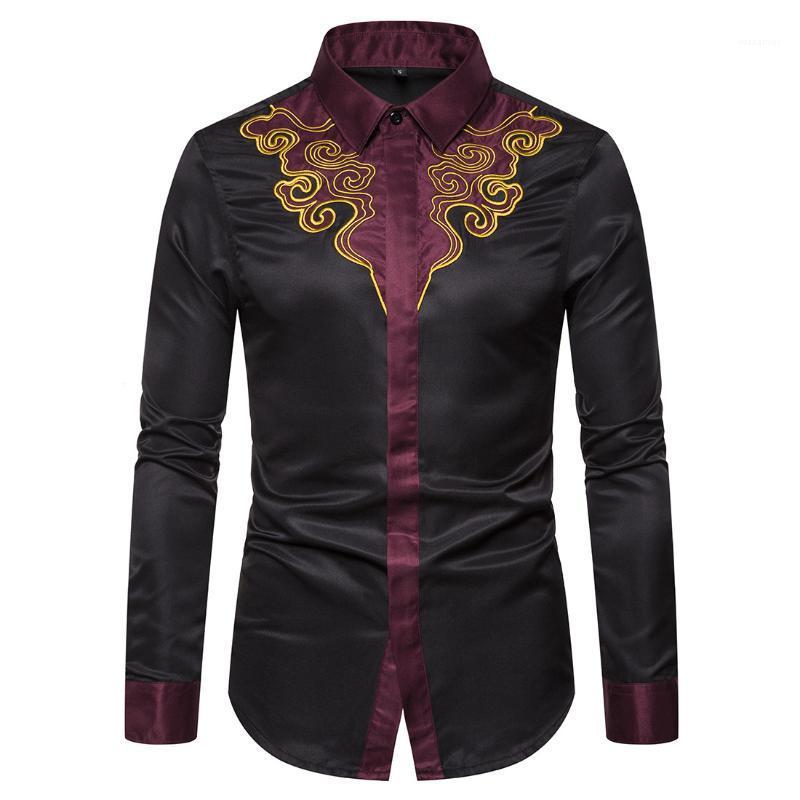 

Men' Casual Shirts Mens Fashion 2022 Brand Camiseta Hombre Manga Larga Chinese Style Pattern Long Sleeve Male, Black