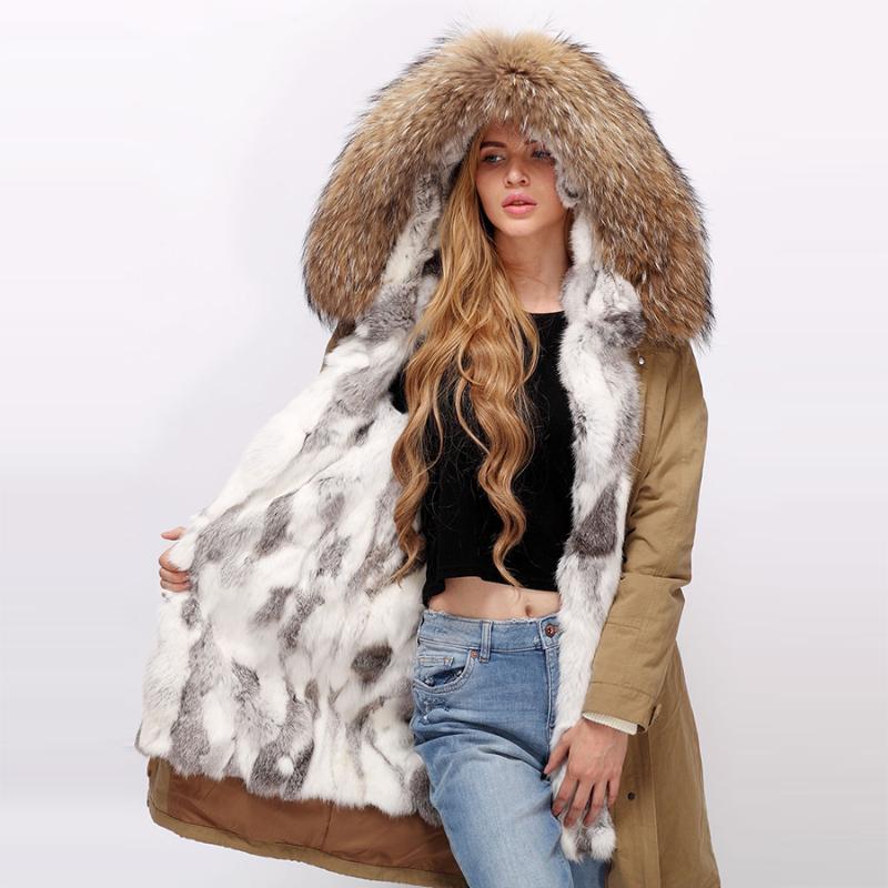 

Women's Trench Coats Genuine Parka Womens With Real Fur Winter Racoon Hood Lining Coat 90CMWomen's Women'sWomen's, Multi