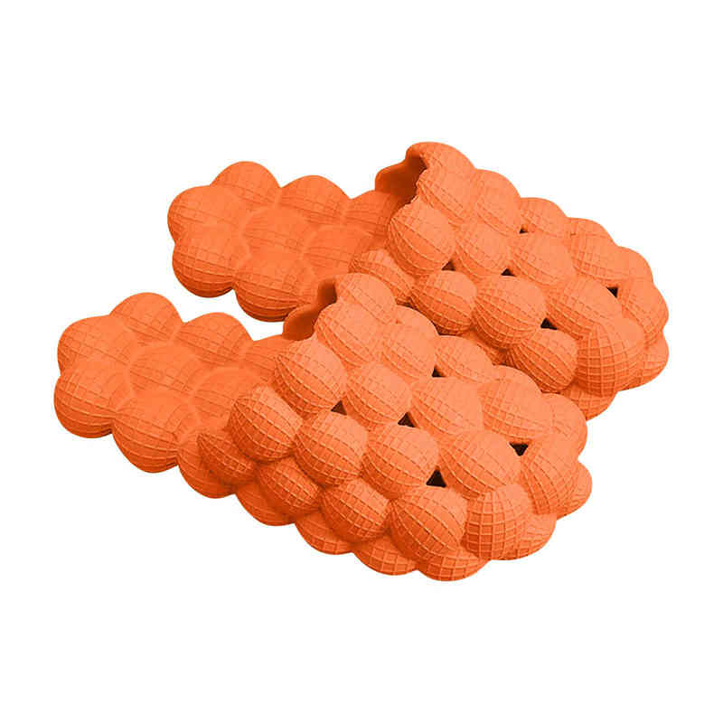 

2022 Summer Slippers Cute Bubbles Women Anti-Slip Thick Indoor Sandals Men Beach EVA Leisure Flip Flops Unisex Bathroom Home Slides, Ochre