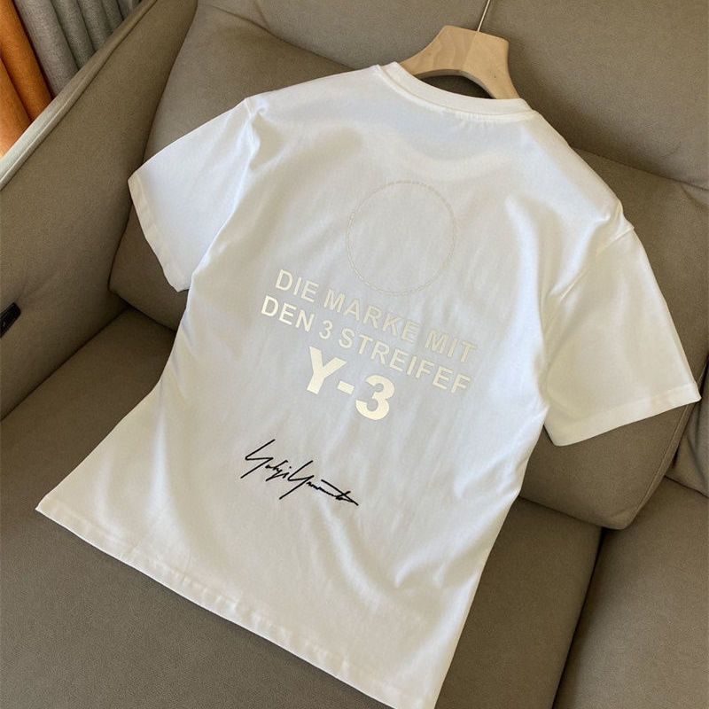 

Casual Cotton Short-sleeved Round Neck Loose Summer Casual Men' and Women' T-shirts y3 printed, White