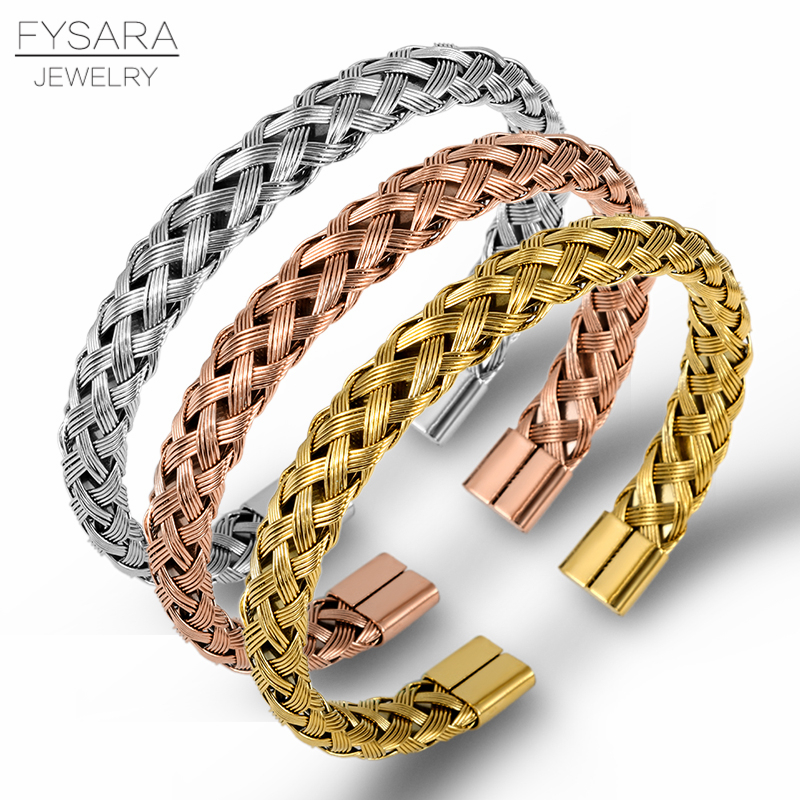 

FYSARA Stainless Steel Cable Wire Twist Bracelet Bangle for Women Men Vintage Charm Cuff Woven Bracelets Wholesale Jewelry 220716