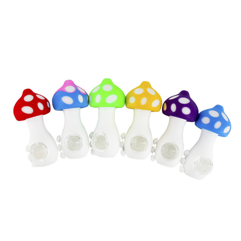 

4.3'' mushroom silicone pipe lovely pipes with glassl bowl mini handpipe for smoking